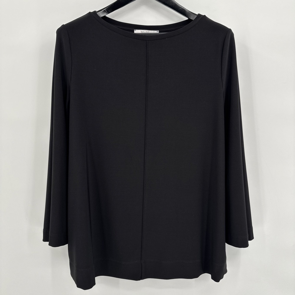 Max‎ Mara Leisure BLACK Top Tunic SIZE L  Bell Sleeve Lightweight Comfort Travel
